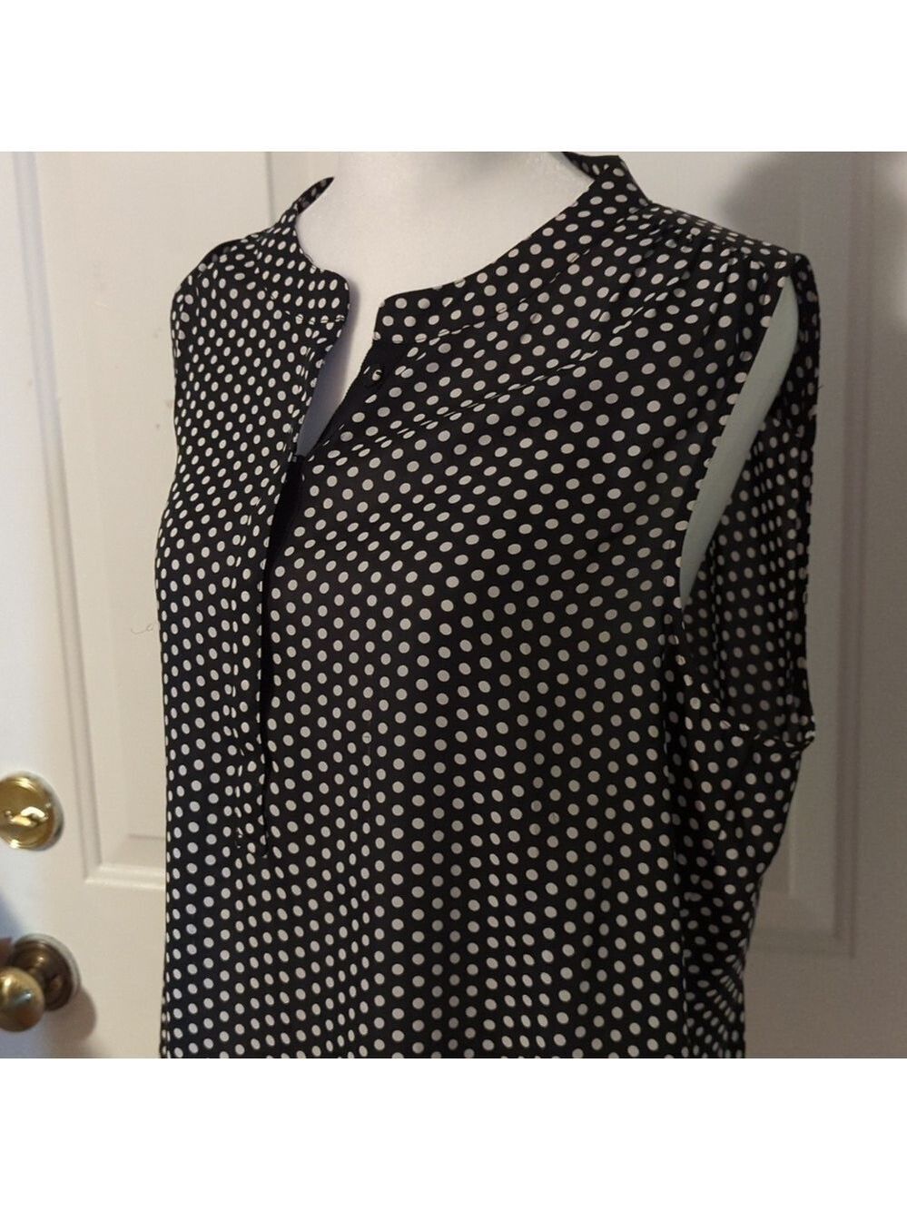 Banana Republic Black Tan Polka Dot Tank Top Size 14 - Picture 2 of 11